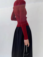 Load image into Gallery viewer, Bustier Button Slit Knit Top - Red