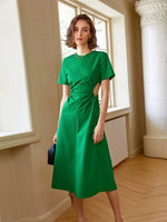 Load image into Gallery viewer, Zave Side Cutout Midi Dress in Green