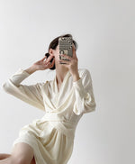 Load image into Gallery viewer, Tigre Crossover Gather Dress in Cream