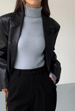 Load image into Gallery viewer, Ribbed Foldover Turtleneck Top in Blue