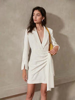 Load image into Gallery viewer, Amber Tailored Suit Dress in White