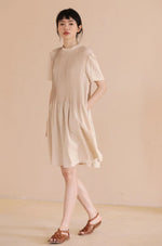 Load image into Gallery viewer, Tencel Pleated Dress in Beige