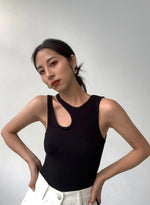 Load image into Gallery viewer, Padded Cutout Tank Top in Black