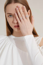 Load image into Gallery viewer, White Gold Crystal Cross Over Open Ring