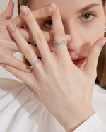 Load image into Gallery viewer, White Gold Crystal Cross Over Open Ring