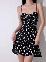 Load image into Gallery viewer, Odessa Printed Tie Strap Mini Dress in Black