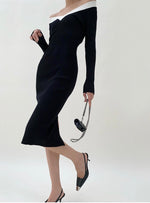 Load image into Gallery viewer, Off Shoulder V Long Sleeve Bodycon Dress