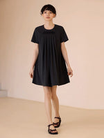Load image into Gallery viewer, Pleated Baby Doll Pocket Dress in Black