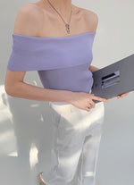 Load image into Gallery viewer, Off Shoulder Foldover Top in Purple