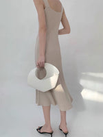 Load image into Gallery viewer, Tank Knitted Ribbed Midi Dress in Beige