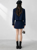 Load image into Gallery viewer, Side Pleat A-Line Mini Skirt in Grey