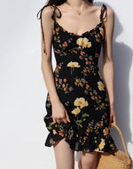Load image into Gallery viewer, Bouquet Floral Tie Strap Cami Mini Dress in Black
