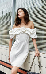 Load image into Gallery viewer, Adriana Off Shoulder Dress - White