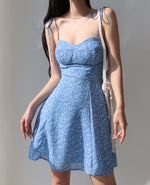 Load image into Gallery viewer, Wisteria Floral Cami Tie Strap Mini Dress in Blue