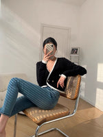 Load image into Gallery viewer, Pearl Contrast Cardigan - Black
