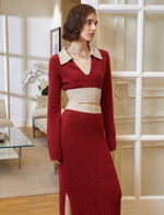 Load image into Gallery viewer, Simone Polo Knitted Top in Red