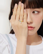 Load image into Gallery viewer, White Gold Heart Pendant Bead Ring