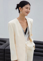 Load image into Gallery viewer, Tailored Duo Layer Tie Blazer in Cream