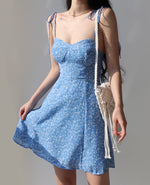 Load image into Gallery viewer, Wisteria Floral Cami Tie Strap Mini Dress in Blue