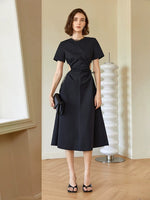 Load image into Gallery viewer, Zave Side Cutout Midi Dress in Black