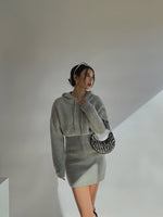 Load image into Gallery viewer, Knitted Hoodie Bodycon Dress - Grey