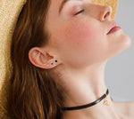 Load image into Gallery viewer, Set of 6 Silver Black Round + Diamante Stud Earrings