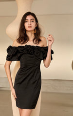 Load image into Gallery viewer, Adriana Off Shoulder Dress - Black