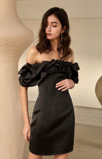 Load image into Gallery viewer, Adriana Off Shoulder Dress - Black
