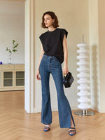 Load image into Gallery viewer, Dasha High Rise Panel Slit Stretch Flare Jeans