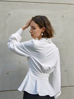 Load image into Gallery viewer, Brika Button Tuxedo Blouse