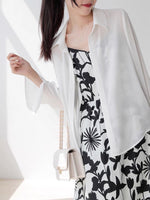Load image into Gallery viewer, Classic Flute Sleeve Sheer Shirt in White