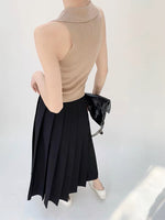 Load image into Gallery viewer, Knitted Sleeveless Polo Tank in Latte