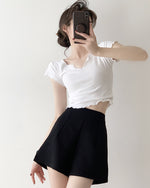 Load image into Gallery viewer, Tailored High Waist Flare Shorts - Black