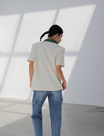 Load image into Gallery viewer, Contrast Collar Polo Tee in White