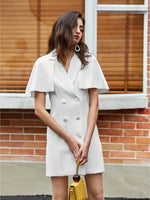 Load image into Gallery viewer, Iria Cape Suit Dress in white