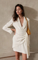 Load image into Gallery viewer, Amber Tailored Suit Dress in White