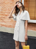 Load image into Gallery viewer, Iria Cape Suit Dress in white
