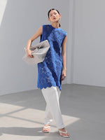 Load image into Gallery viewer, Laser Cut Crochet Sleeveless Dress in Blue