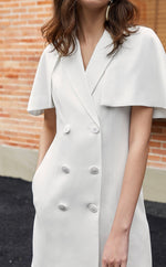 Load image into Gallery viewer, Iria Cape Suit Dress in white