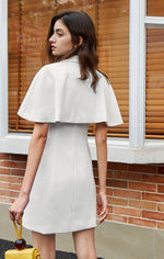 Load image into Gallery viewer, Iria Cape Suit Dress in white