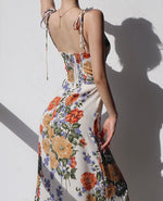 Load image into Gallery viewer, Petal Floral Tie Strap Slit Dress in Print