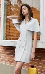 Load image into Gallery viewer, Iria Cape Suit Dress in white