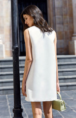 Load image into Gallery viewer, Gemmi Satin Shift Dress in White