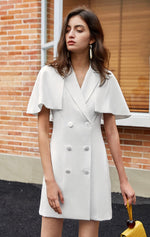 Load image into Gallery viewer, Iria Cape Suit Dress in white