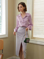 Load image into Gallery viewer, Audie Cutout Wrap Slit Skirt in Purple