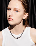 Load image into Gallery viewer, Silver Black Heart Curb Chain Necklace