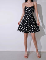 Load image into Gallery viewer, Odessa Printed Tie Strap Mini Dress in Black