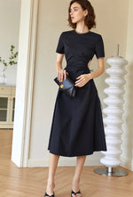 Load image into Gallery viewer, Zave Side Cutout Midi Dress in Black