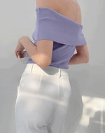 Load image into Gallery viewer, Off Shoulder Foldover Top in Purple
