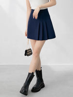 Load image into Gallery viewer, Side Pleat A-Line Mini Skirt in Navy
